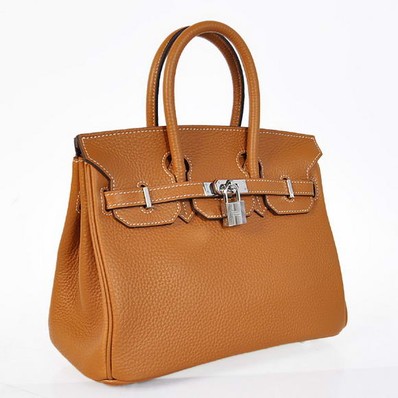 Super A Replica Hermes Birkin 25CM Tote Bags Togo Leather Camel Silver 60799 - Click Image to Close